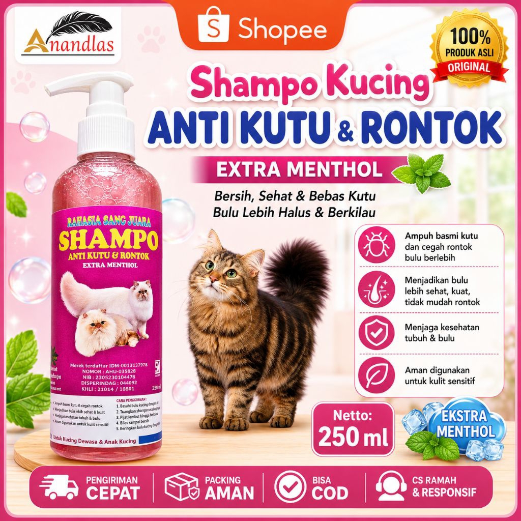 Shampo Kucing Anti Kutu Dan Bulu Rontok 250 ml