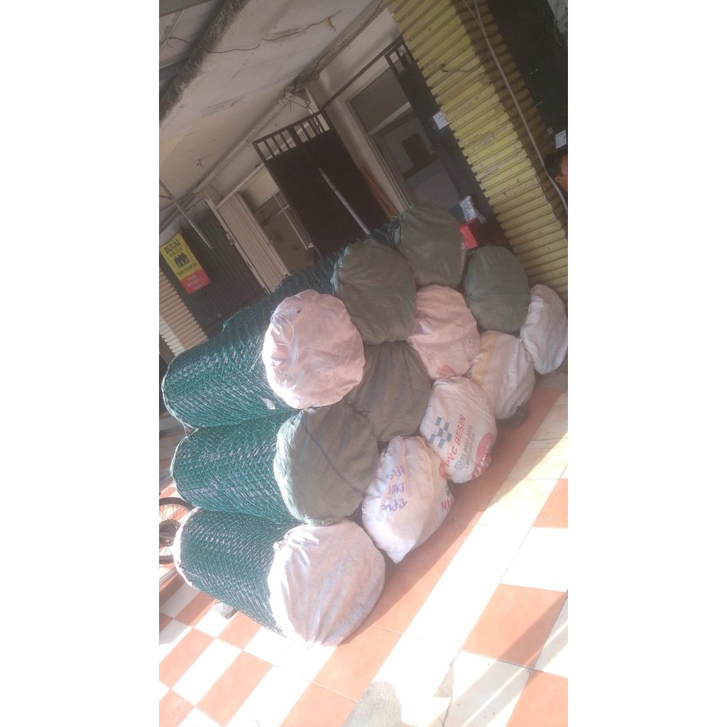 Kawat Harmonika Pvc hijau 3mm UK 4m x 10m