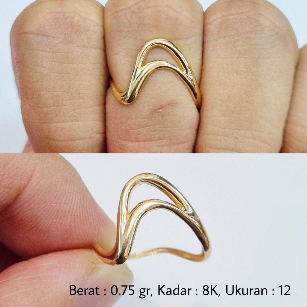 Cincin Fashion Emas UBS 8K Ukuran 12 - MA3 / 0.75 gram