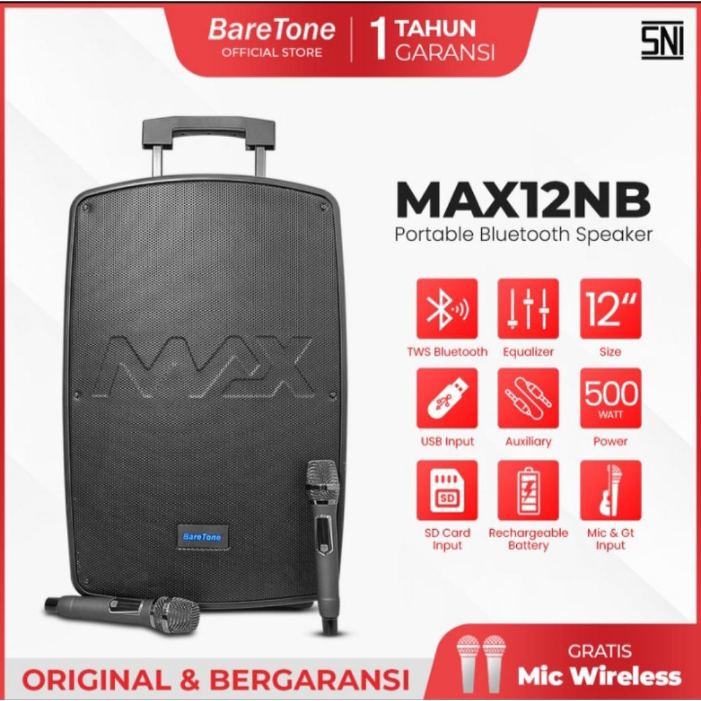 Speaker aktif baretone max12nb speaker portable baretone max 12nb max 12 nb