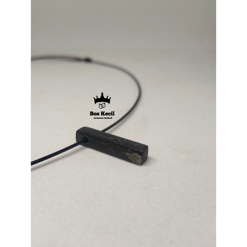 liontin kalung batu akik kelor hitam serat emas asli alam / liontin kalung murah / liontin kalung ta