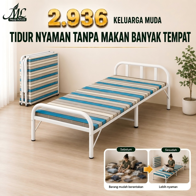 Ranjang Lipat Tempat Tidur dipan Lipat Ranjang Besi Lipat Folding Bed Portabel