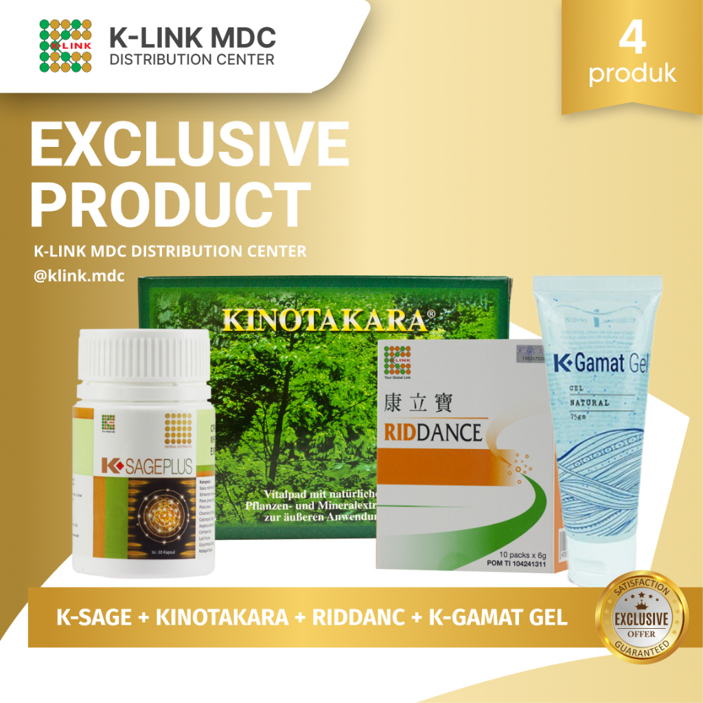 BUNDLING K LINK KINO Kinotakara Gamat Gel Vitagel K-Sage 30 & 60 Kapsul Riddance K Link Exclusive K 