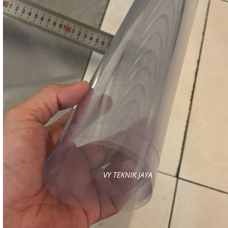 Plastik Mika Kaku 0,7mm x 140 cm x 50 meter / Plastik Mika Transparan / Rigid PVC Transparan