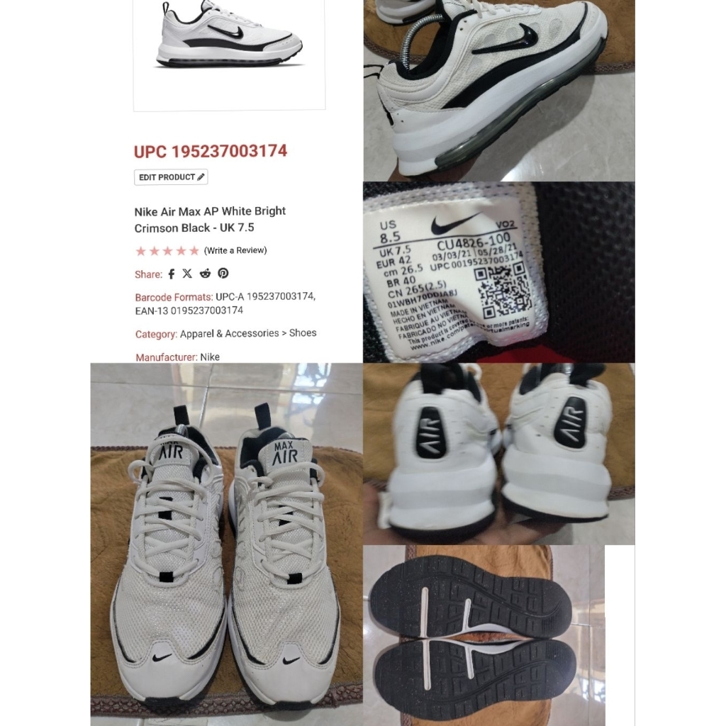 Sepatu Preloved Second Original Nike Airmax AP Size 42