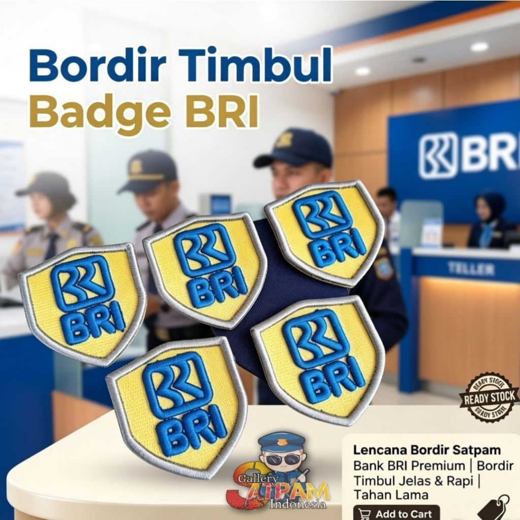 Bordir Logo BRI Timbul 3D Badge Logo BRI