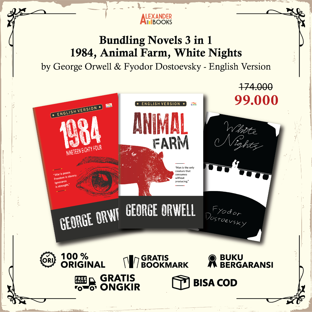 Bundling 3 in 1  Novel 1984, Animal Farm, White Nights