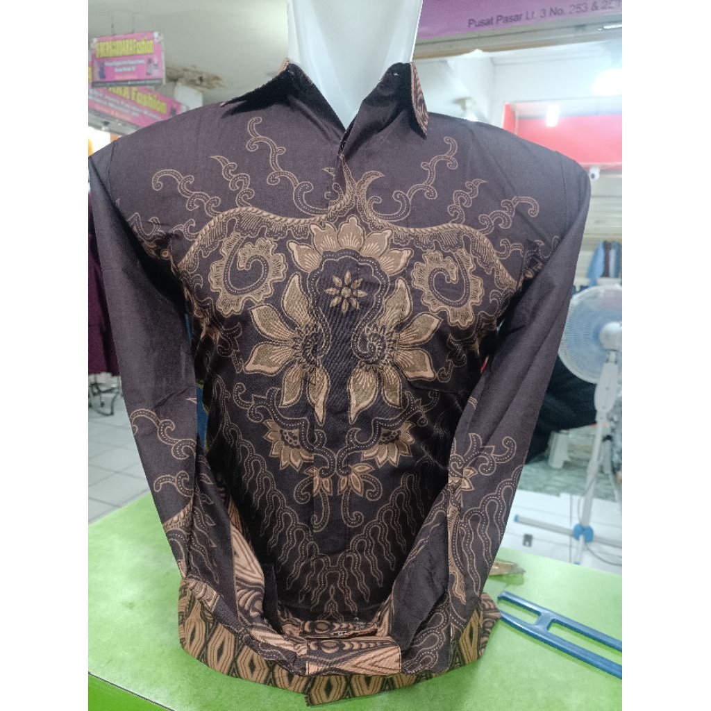 kemeja batik pria murah medan warna coklat