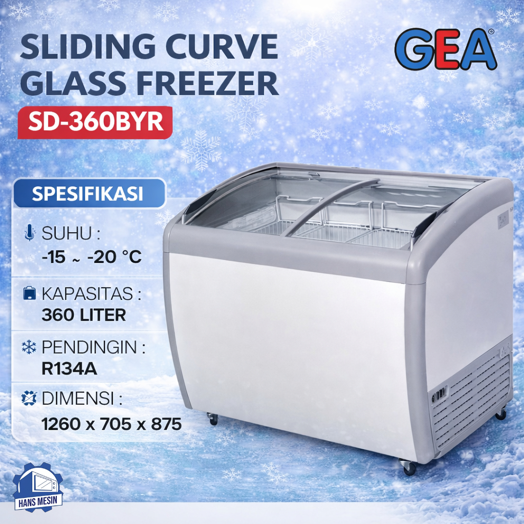 GEA FREEZER SLIDING KACA 360 LITER / FREEZER BOX SLIDING KACA GEA SD-360BYR