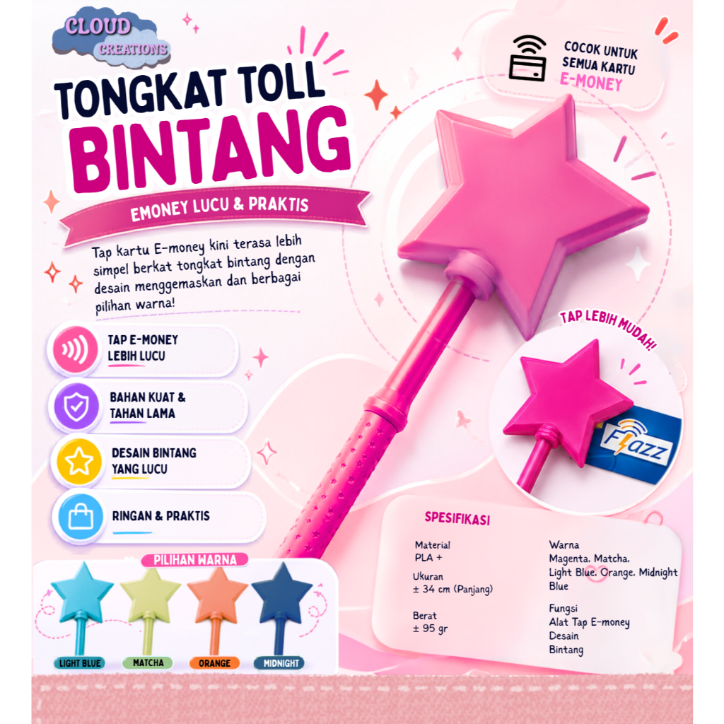Tongkat Etoll Lucu Model Peri - Bisa Diisi semua kartu Etoll