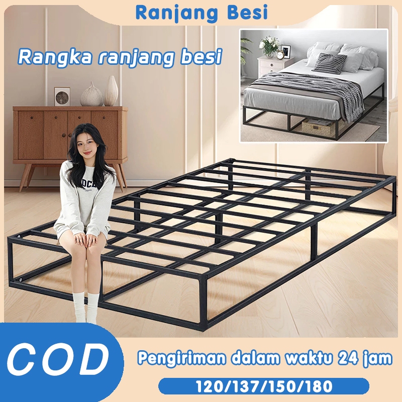 COD Ranjang Besi Tempat Tidur Dipan Tempat Tidur rangka ranjang besi 120/160/180 Dipan Besi