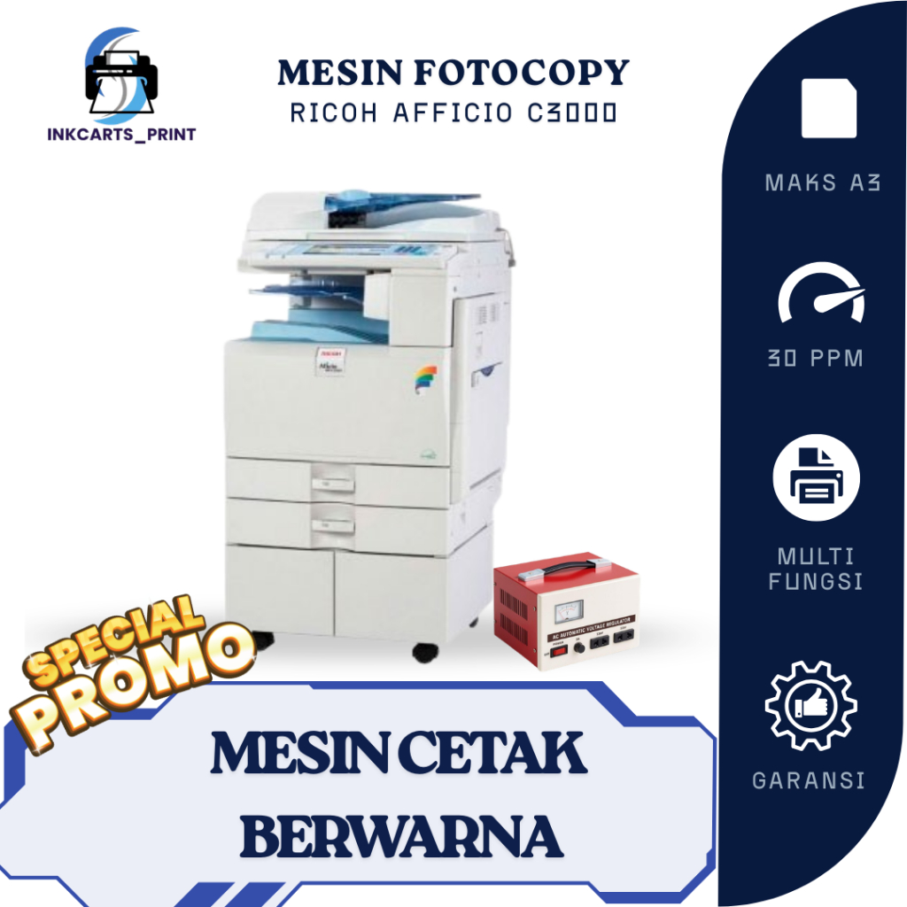 Mesin Fotocopy Warna Ricoh Afficio MP C3000 A3 | Cetak Warna, Scan, Print