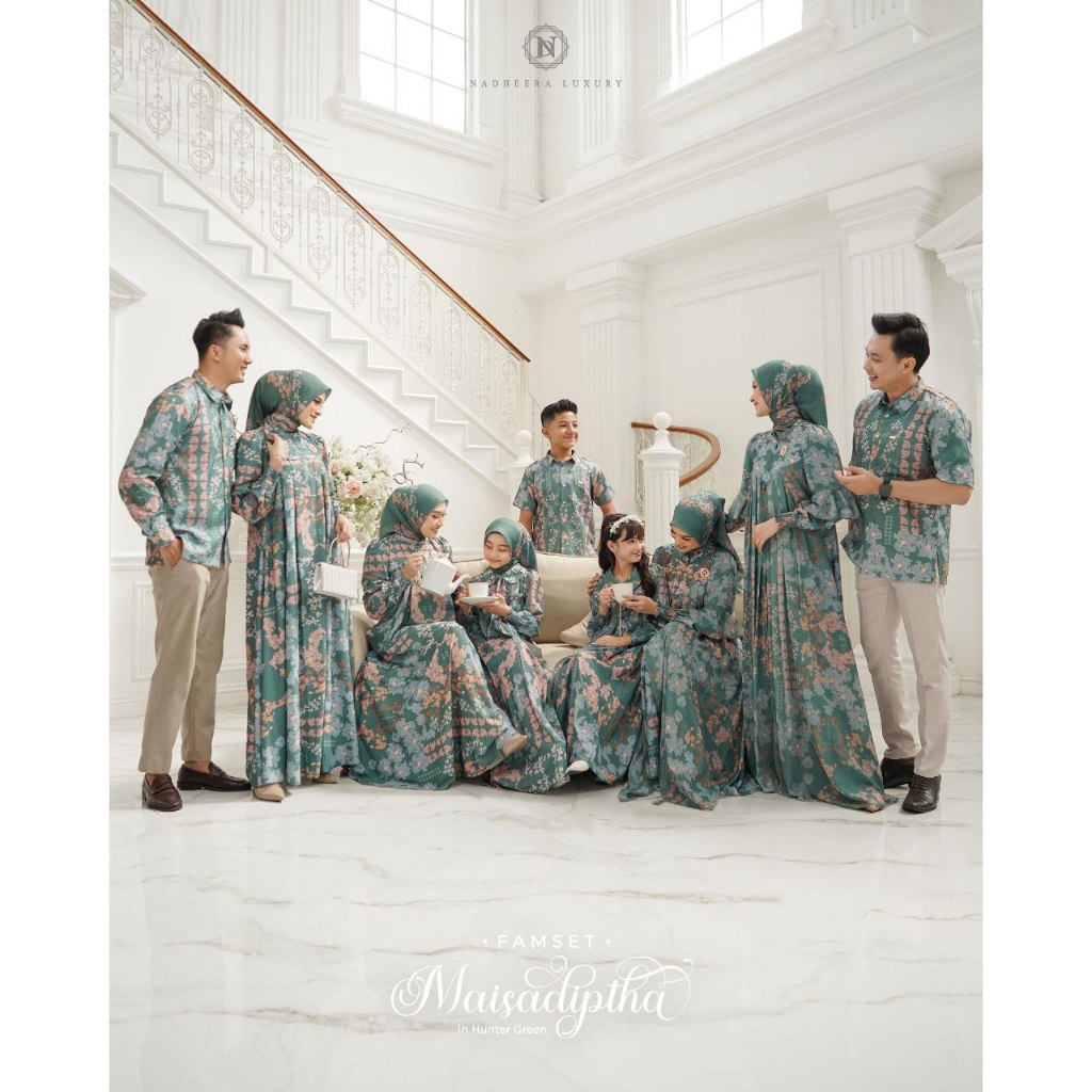 READY / MAISADIPTHA FAMSET (HUNTER GREEN) (HIJAB TERJUAL TERPISAH) NADHEERA LUXURY TERBARU / FAMSET 