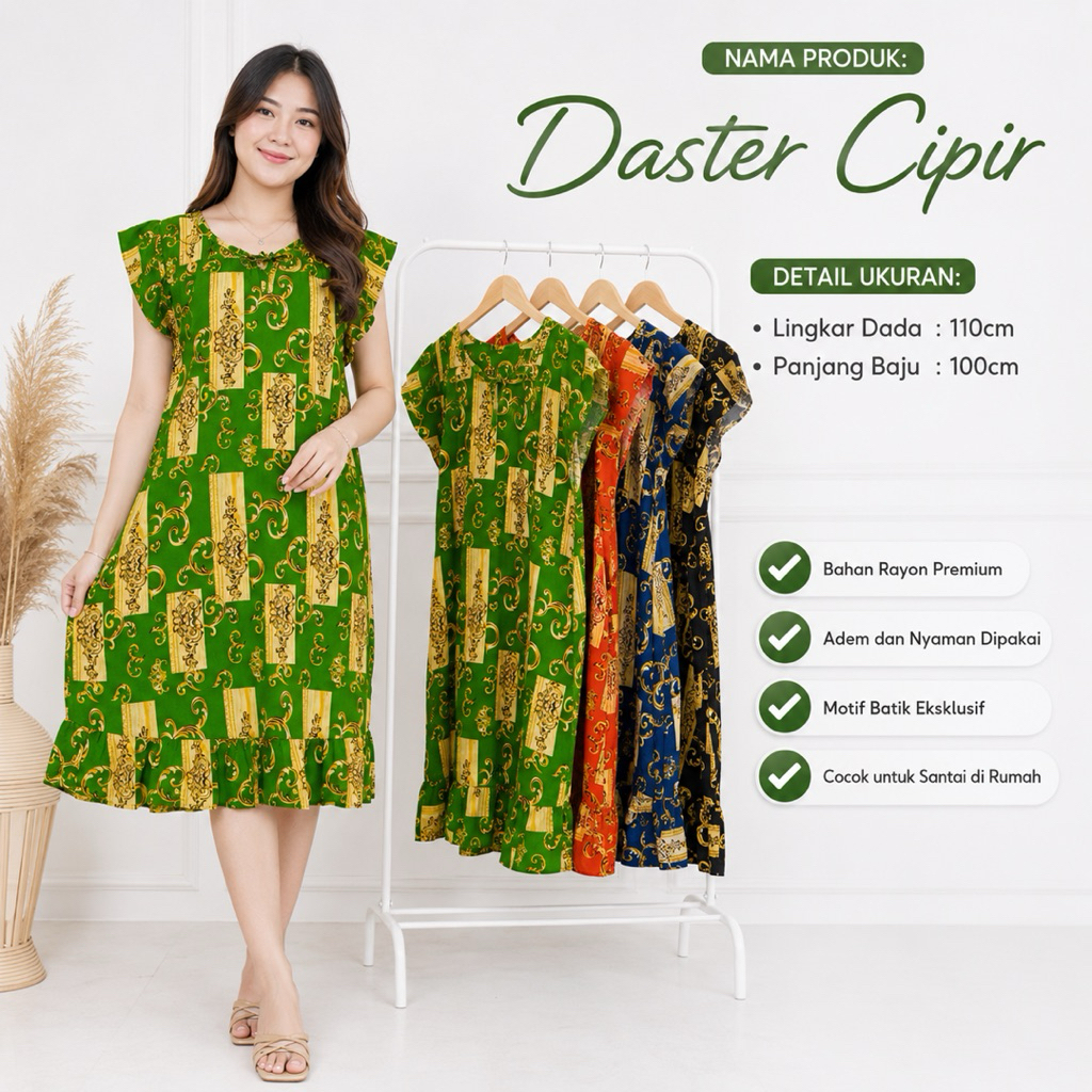 Daster Cipir Rayon Premium Batik Solo Halus