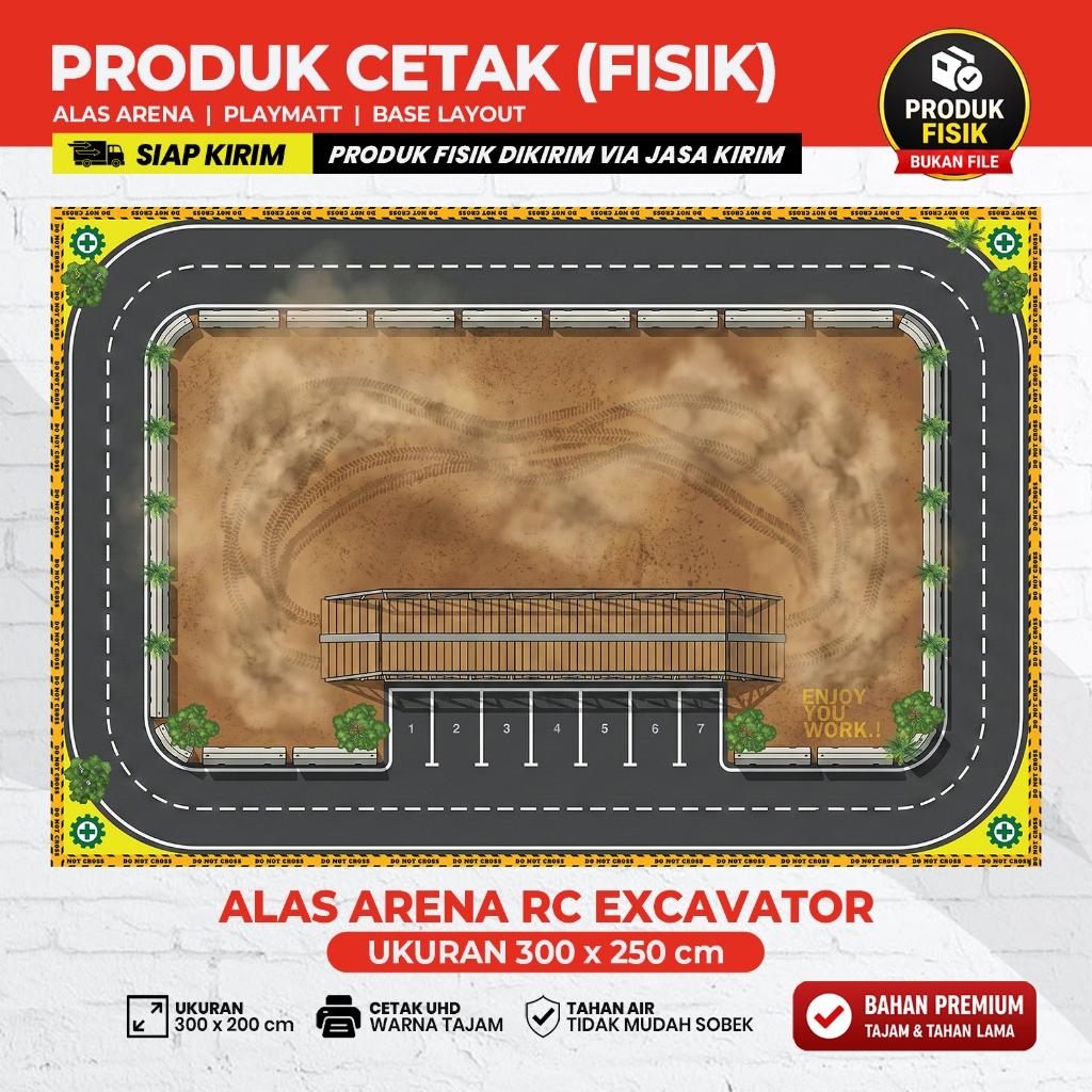 Arena RC Excavator 3 x 2,5 m  Cetak Banner | Alas Arena RC Konstruksi | Produk Fisik Siap Pakai