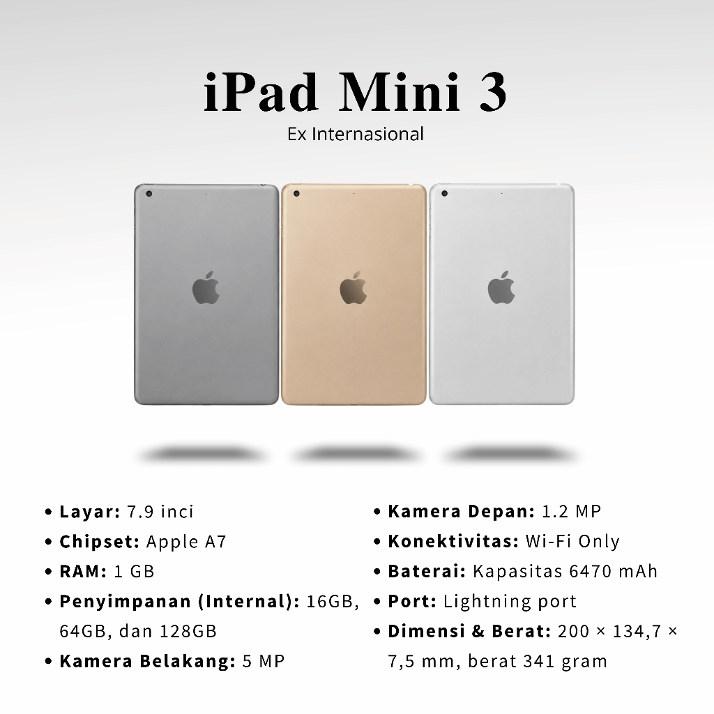 COD // iPad Mini 3 dan iPad Mini 4 // Second Inter Original // 16GB 32GB 64GB & 128GB //
