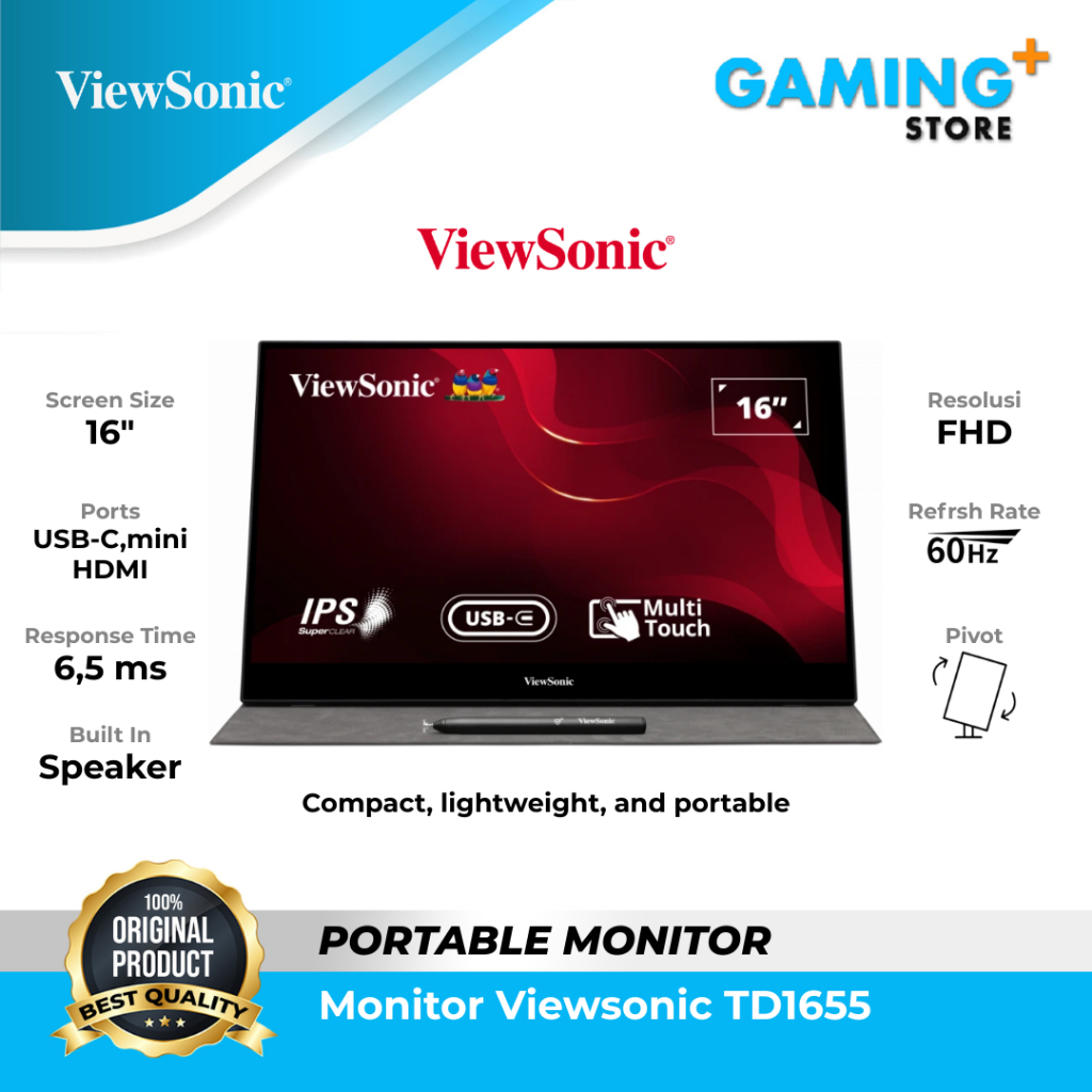 Monitor Portable Viewsonic TD1655 15.6" Touch 1080p IPS