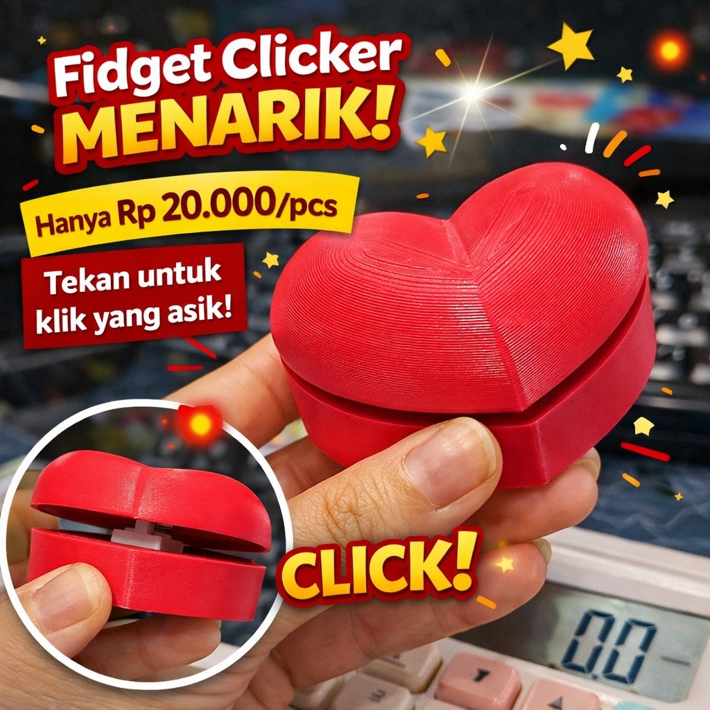 Sanco | D011 Clicker Hati Heart Shape 3D Art Clicker Simulator Toy