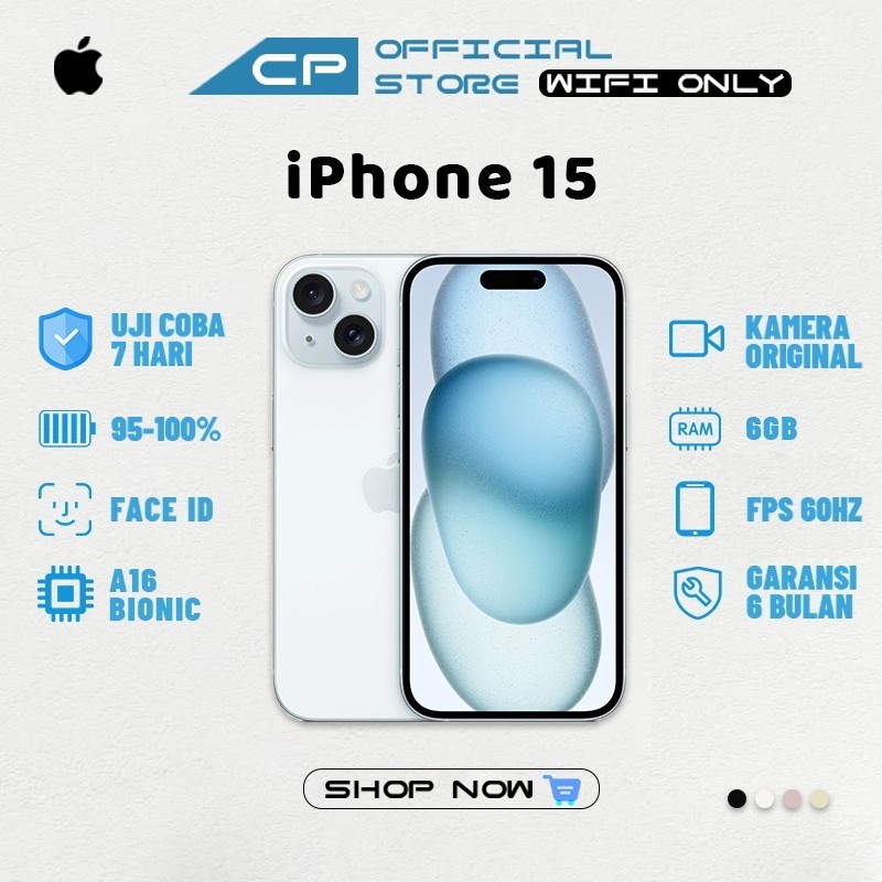 iPhone 15 WIFI ONLY SIM LOCK iCloud Bypass Variasi Khusus Game/Live 128GB/256GB Bekas Second Origina
