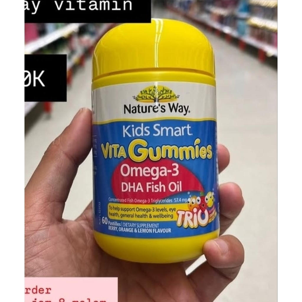 60 Permen Gummy Anak Multivitamin Omega-3 DHA Fish Oil untuk Otak & Mata