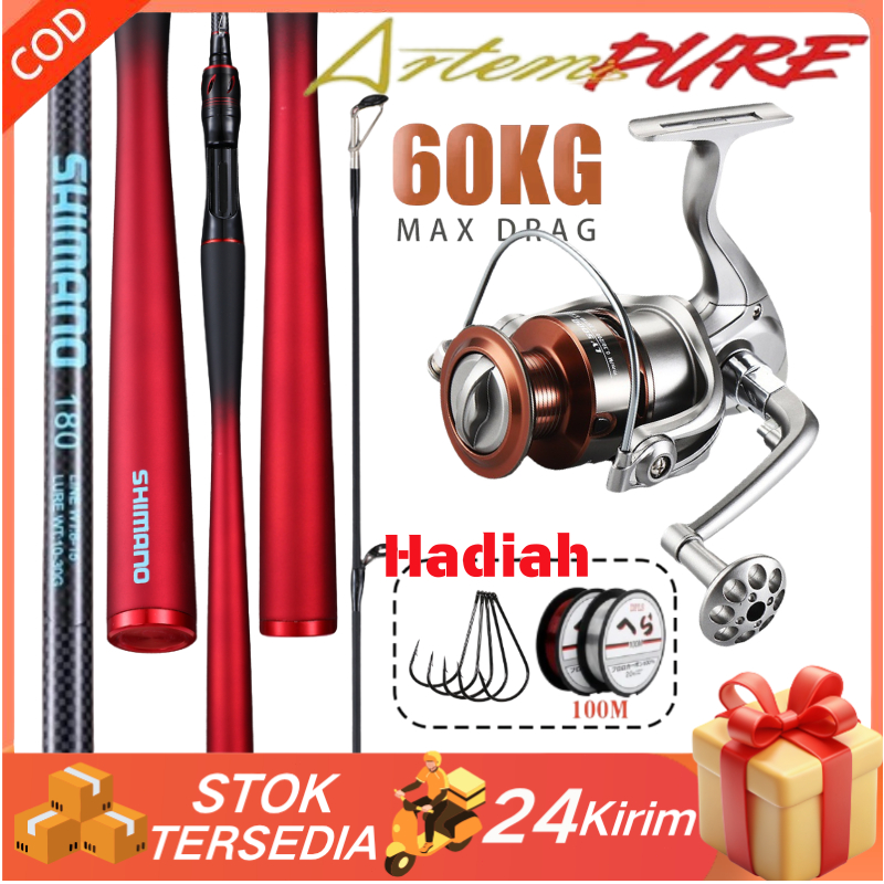 Alat Pancing Ultralight Carbon Fiber 1.65-2.1M SET Joran Roda Pancing Air Tawar & Laut