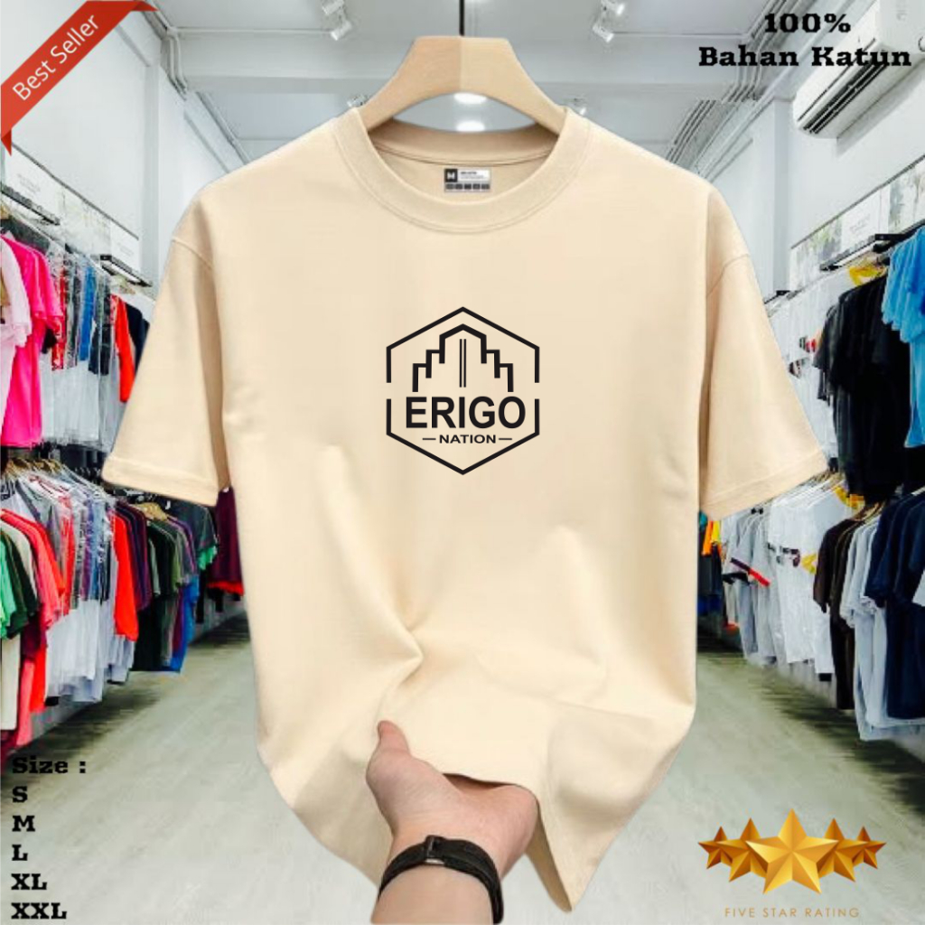 Hot Promo Diskon Kaos Motif Erigo Nation Logo Black T-Shirt Lengan Pendek Bahan Original Full Katun 