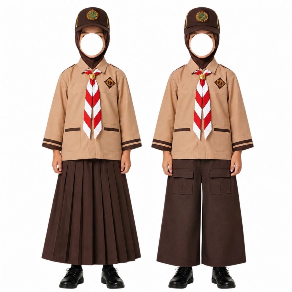 Seragam sekolah pramuka siaga panjang pramuka kulot & rok rempel putri SD/ setelan pramuka siaga/ ba