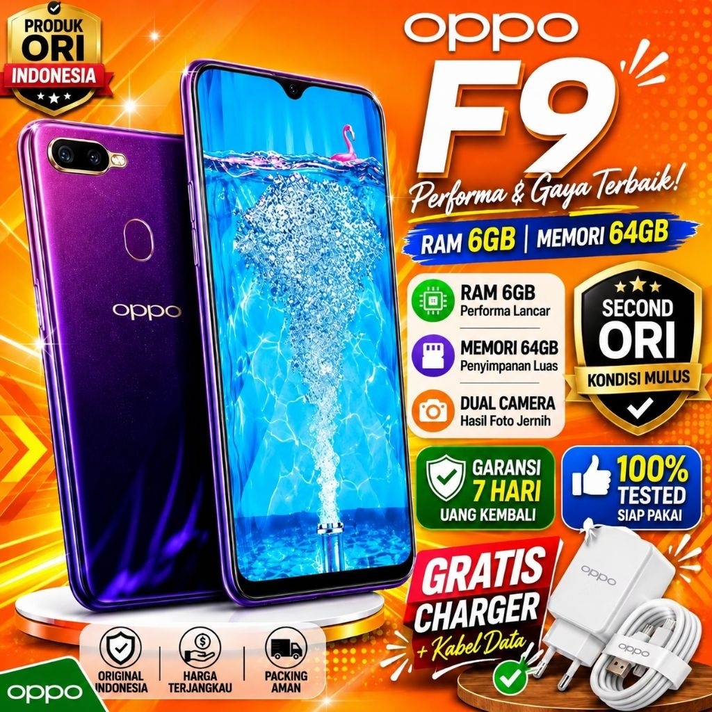 Oppo f9 ram 6gb/64gb second ORI Oppo Indonesia