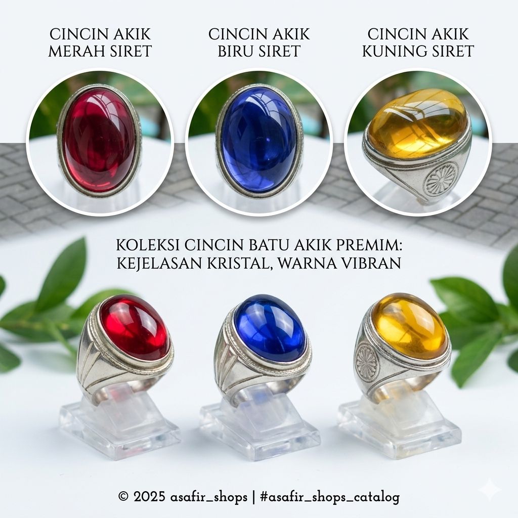 Cincin Akik Jumbo Beragam Warna Siem, King Safir, Yellow Safir Terbaik