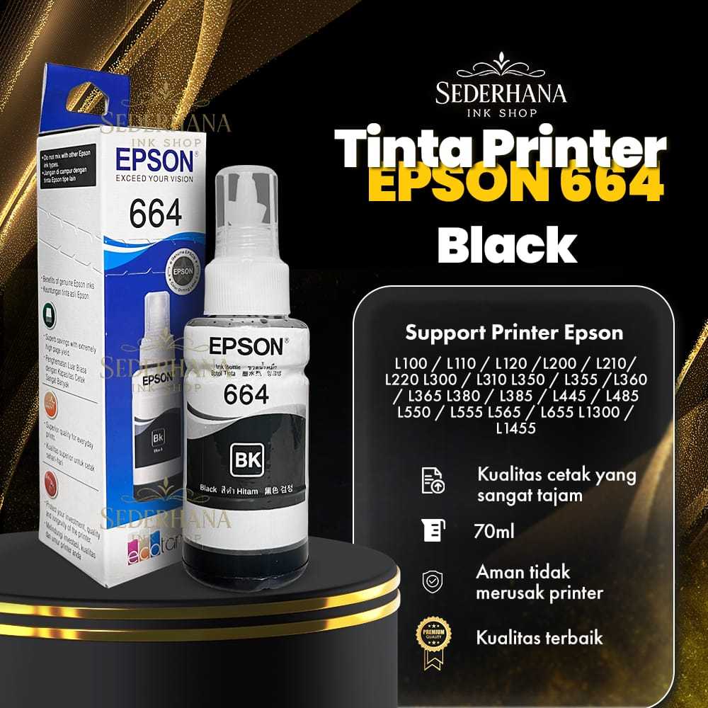 Tinta Printer Epson 664 Original for printer L100 L110 L111 L120 L130 L132 L200 L210 L211 L220 L222 