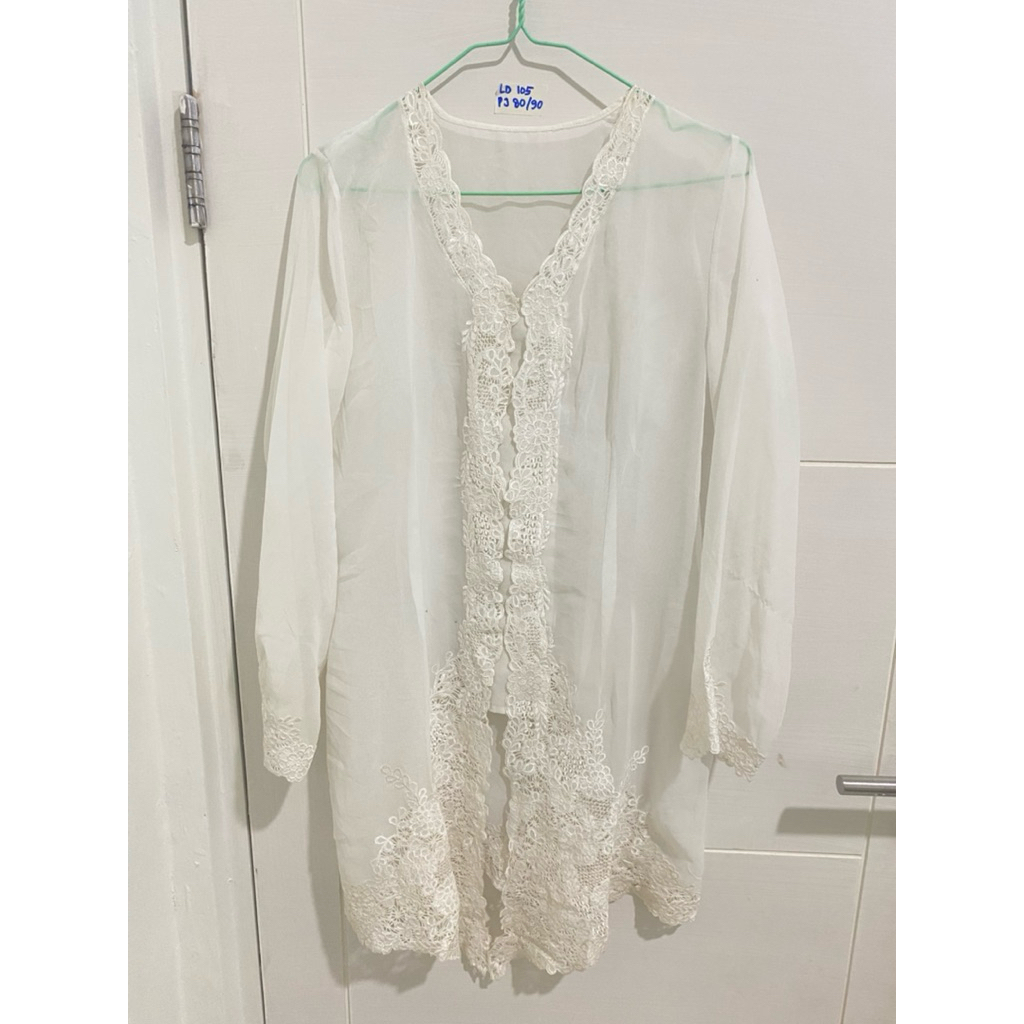 (PEL) atasan outer kebaya encim bordir putih LD 110