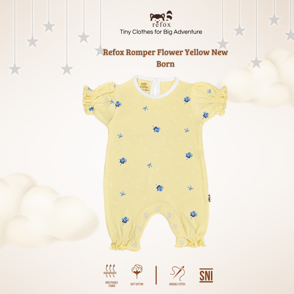(0-3 bulan) Refox - POINTELLE Romper Flower Yellow