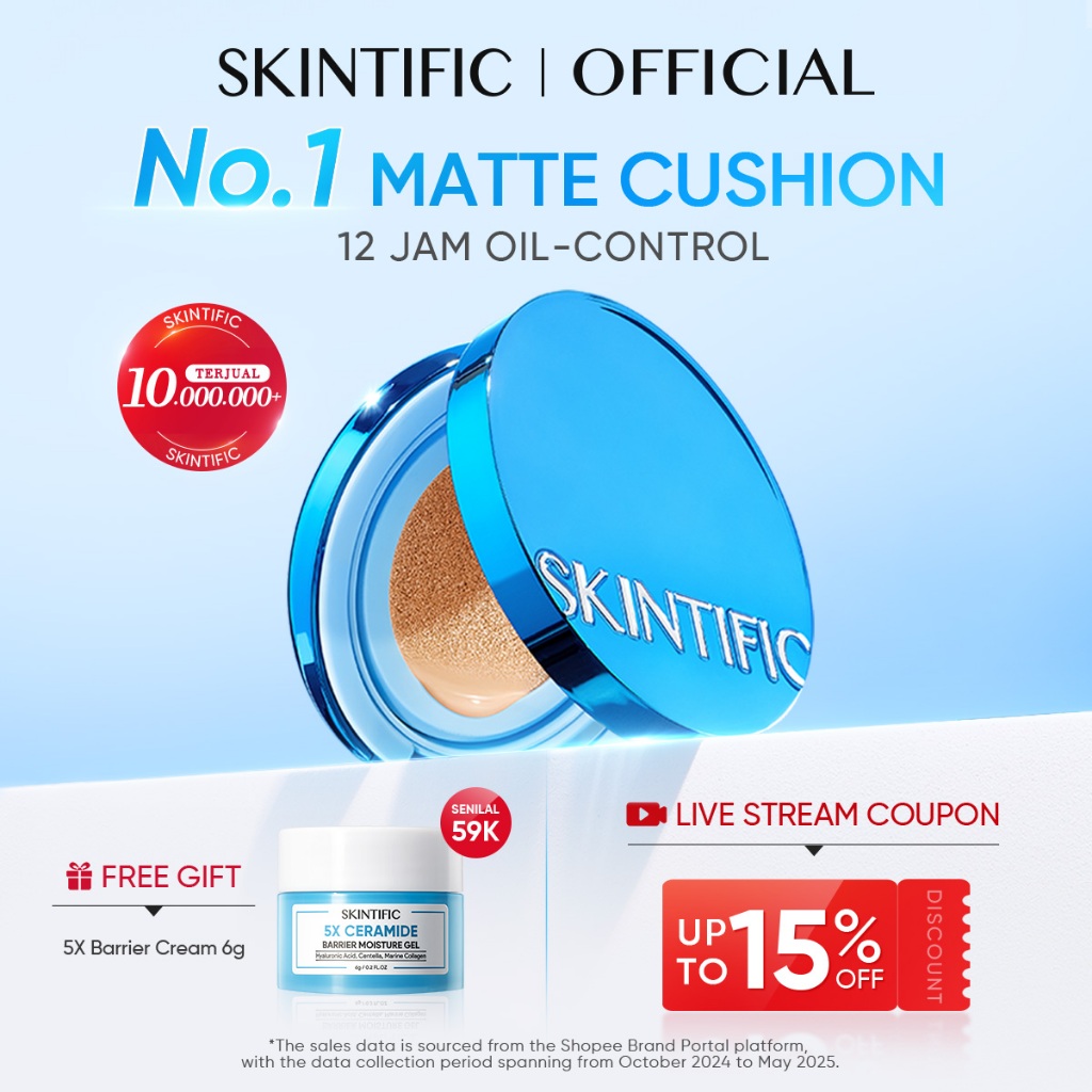 SKINTIFIC - Perfect Stay Velvet Matte Cushion| MINI SIZE Travel Friendly Matte Finish Cocok untuk Ku