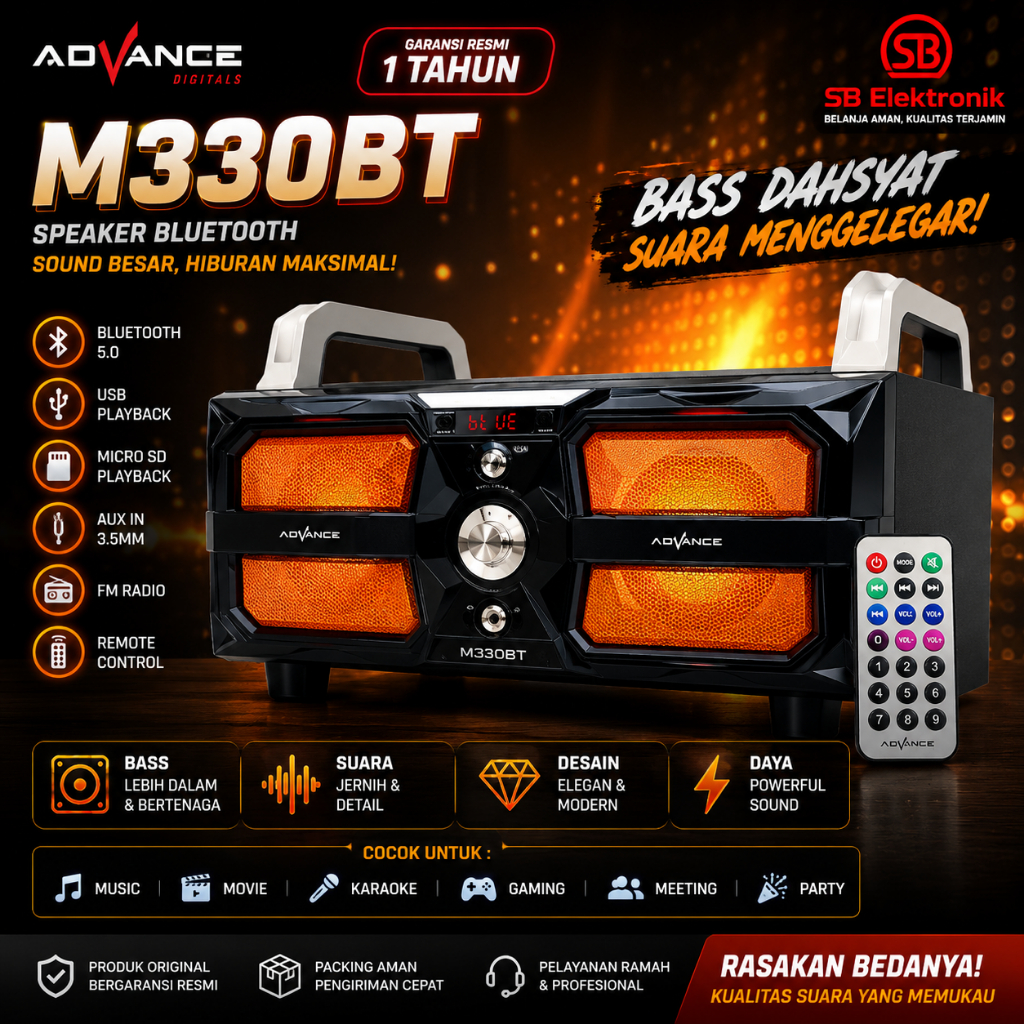 SEAKER ADVANCE M330BT (USB, SD CARD, RADIO FM,BLUETOOTH, REMOTE)