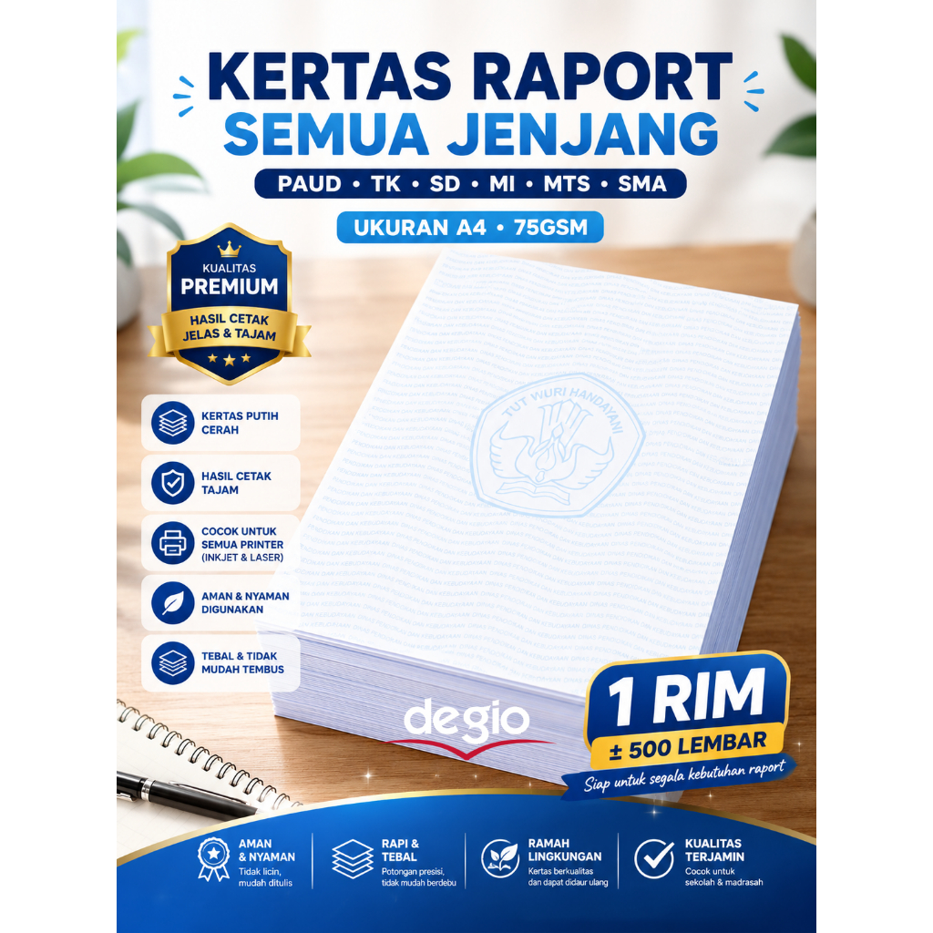 KERTAS RAPORT / Rapor SEMUA JENJANG PAUD TK SD MI MTS SMK DAN SMA
