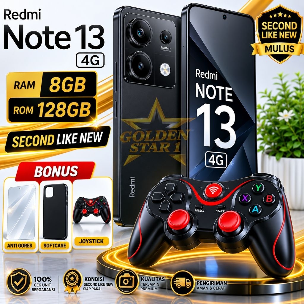 Redmi Note 13 4G Ram 8/128GB Second Original Bonus Softcase Anti Gores Joystick Siap Pakai