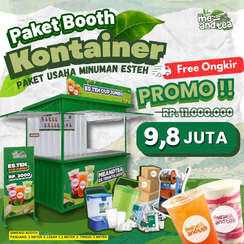 [ FREE ONGKIR ] Paket Usaha Es Teh Me and Tea ( Paket Booth Container )