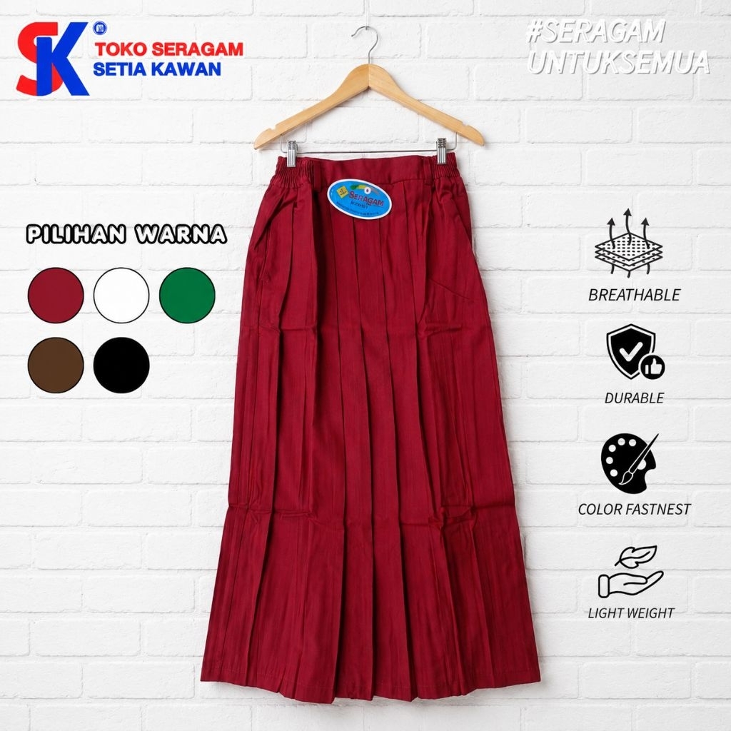 Rok Rempel Panjang SD SDIT / Rok SD SDIT Panjang Rempel / Bawahan Seragam SD SDIT Panjang Rempel
