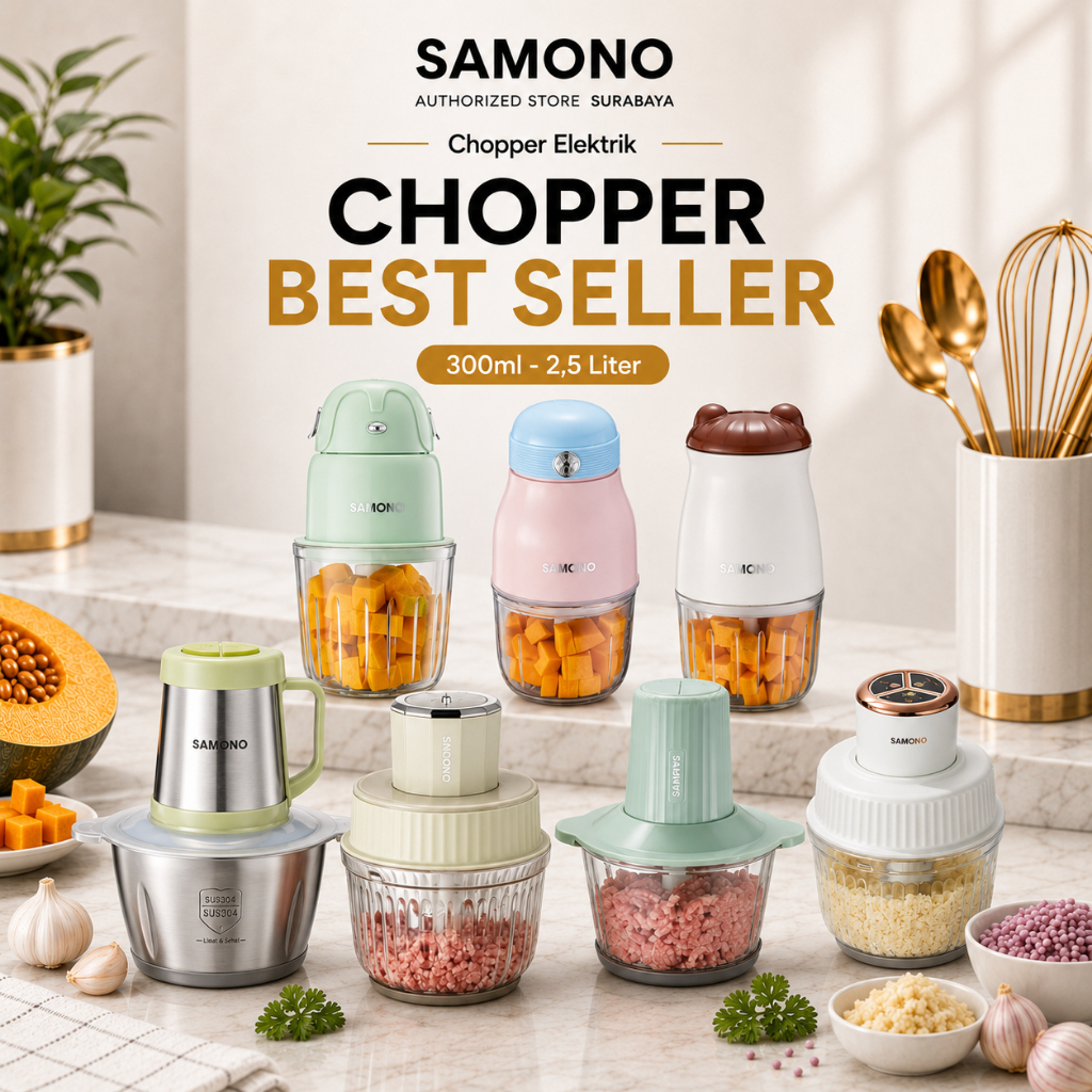 SAMONO Best Selling Chopper  Daging Bumbu Dapur MPASI Bayi Mangkuk Kaca Coper Serbaguna Multifungsi 