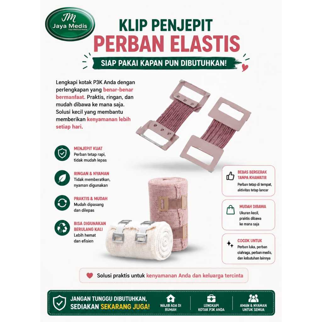 Klip Penjepit Perban Elastis Bahan Metal