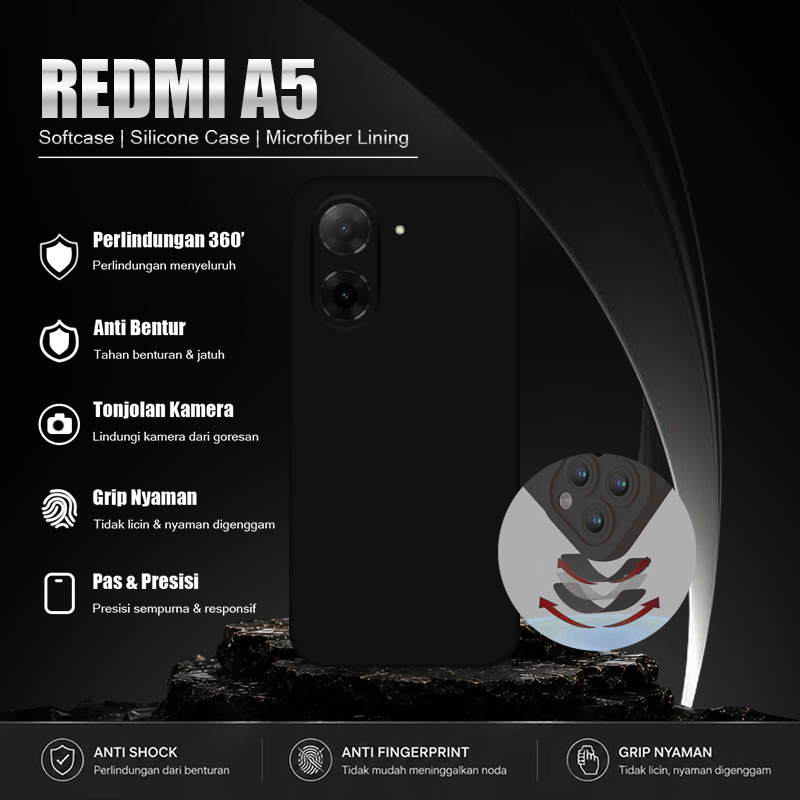Softcase Hitam Polos For Xiaomi Redmi A5 - Softcase Handphone - Casing Hape - Casing Ponsel - Case A