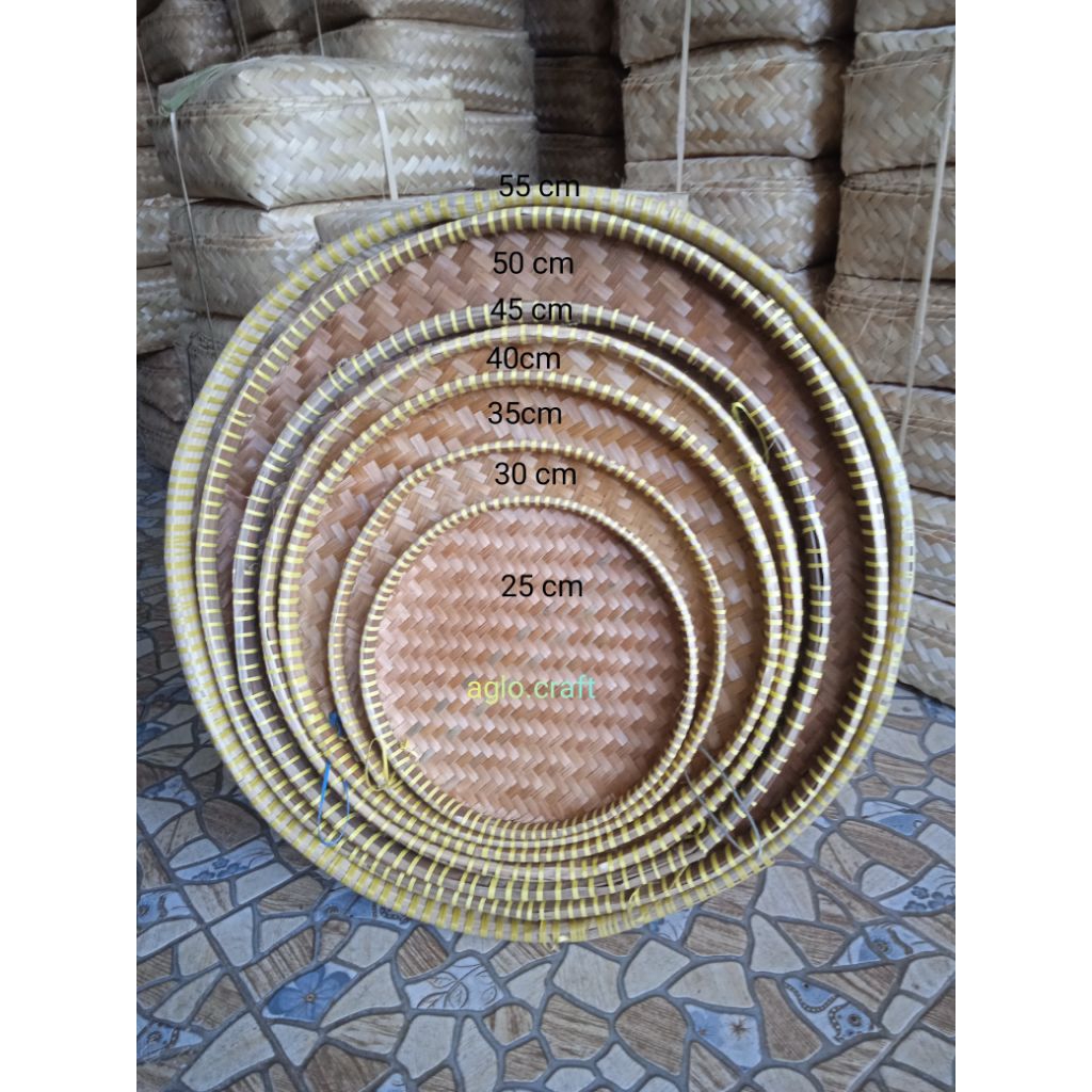 Tampah Bambu Tali Kuning Ukuran Kecil Sedang dan Jumbo
