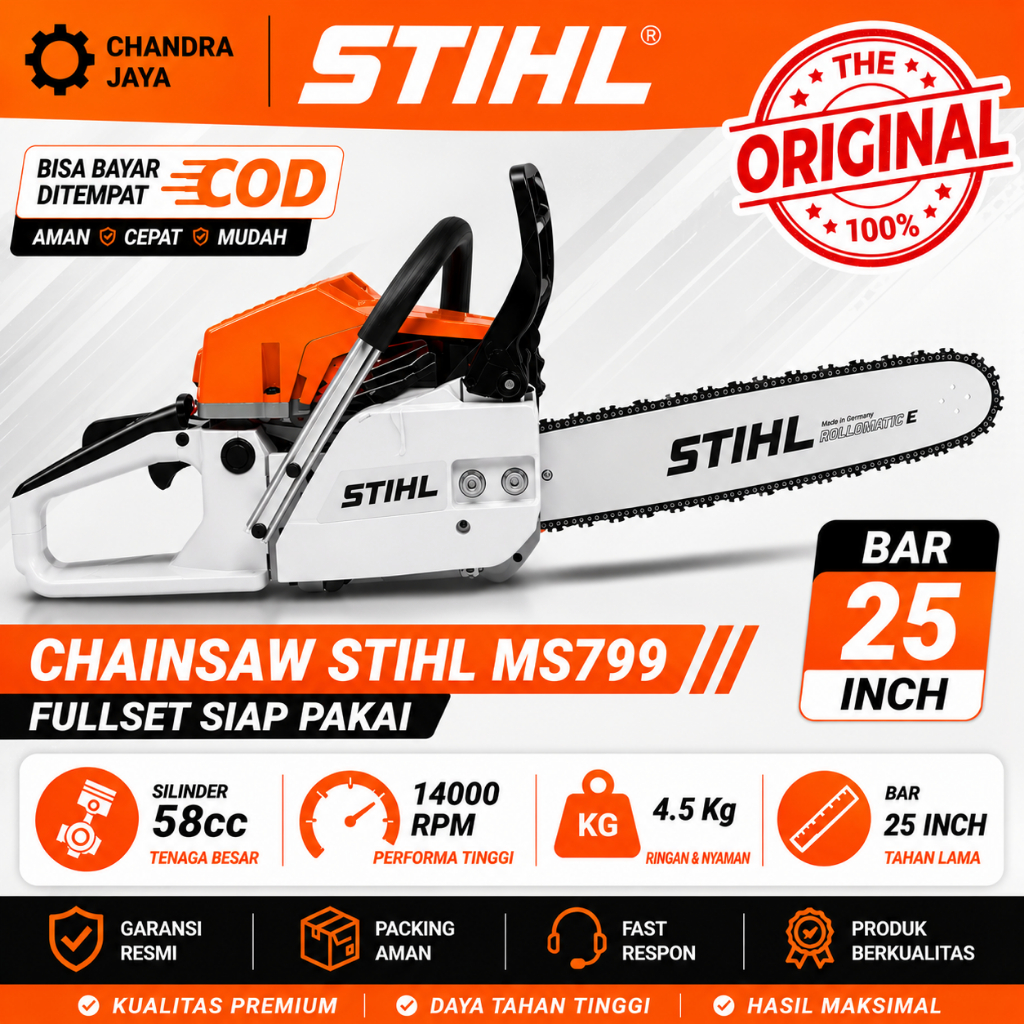 Mesin Senso Chainsaw STIHL 799 New Original Asli Gergaji Mesin Tebang Kayu 25 Inch Fullset BISA COD