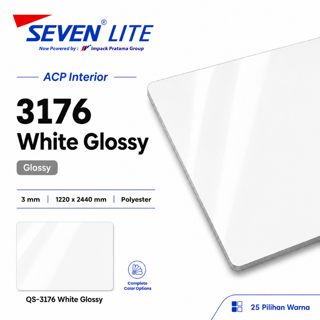 Seven Lite ACP Panel Aluminium 3mm PE 0.05 Komposit Interior 1220x2440 - Glossy Series