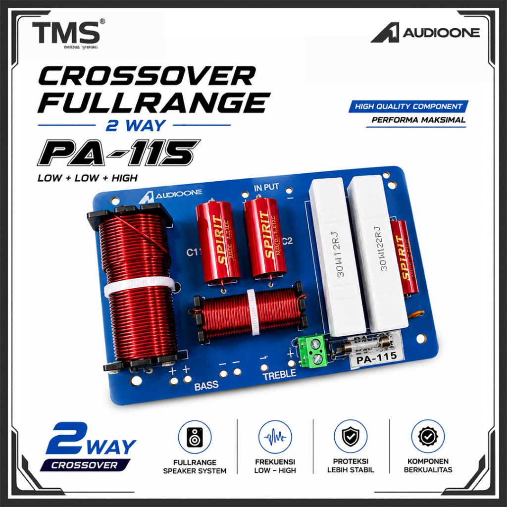 Crossover Speaker Pasif 2 Way PA-115 AUDIO ONE untuk Box Speaker Fiber 10 12 15 Inch I TMS
