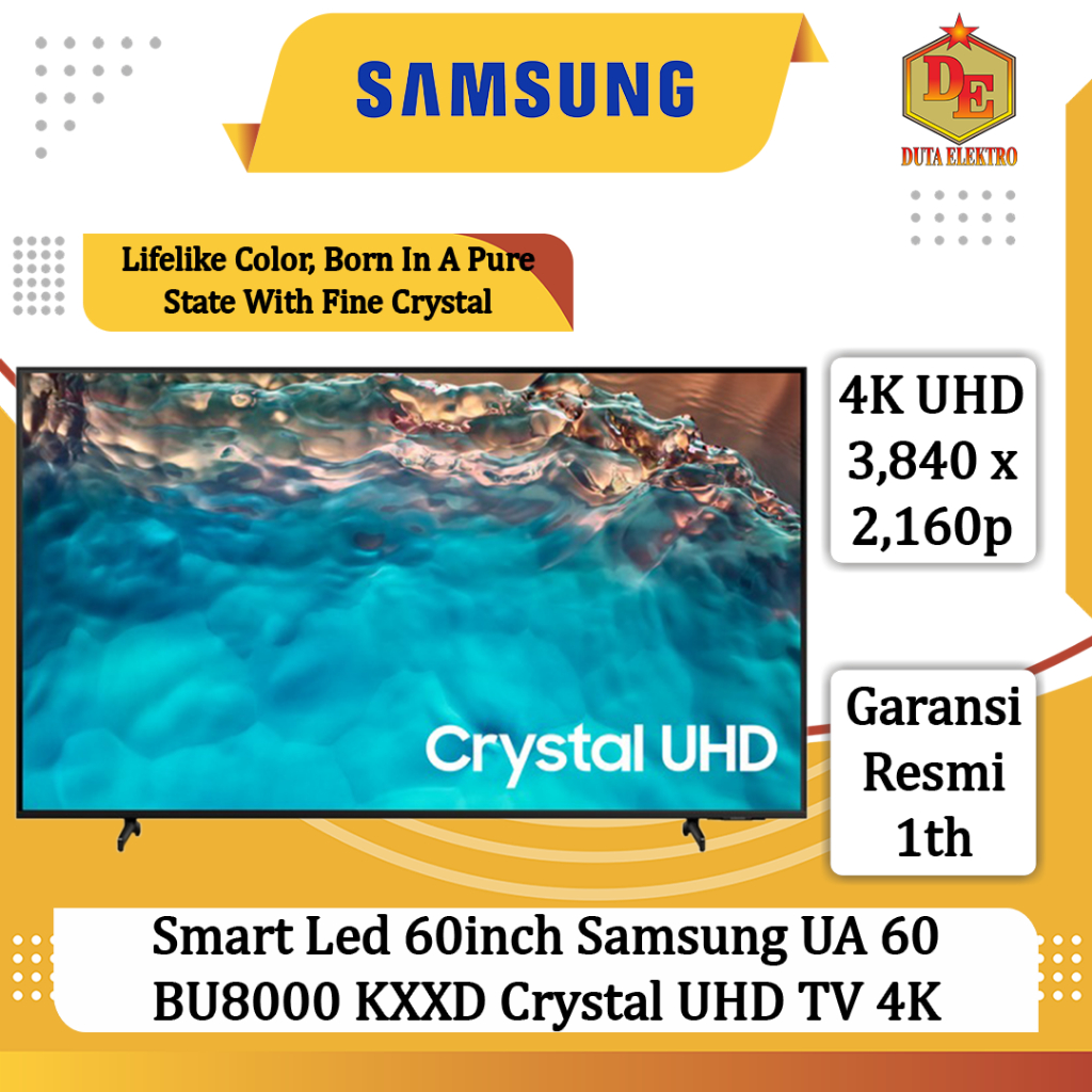 Smart Led 60inch Samsung UA 60 BU8000 KXXD Crystal UHD TV 4K