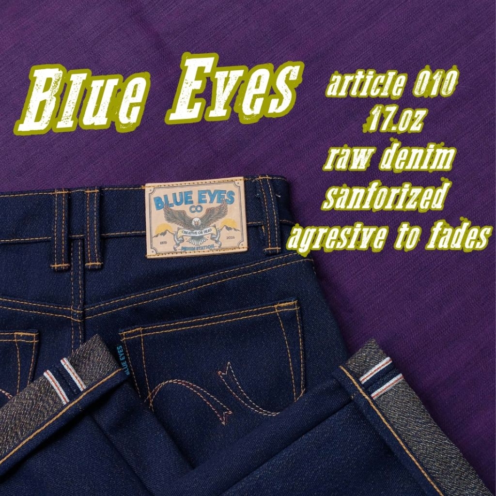 BLUE EYES denim selvedge acc 17 oz article 010 raw denim sanforized