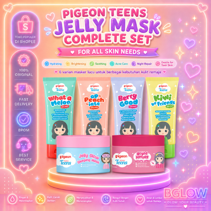 [ISI 6/12PCS] BUNDLE PIGEON TEENS JELLY MASK COMPLETE SET FOR ALL SKIN NEEDS | Skincare Remaja | Men