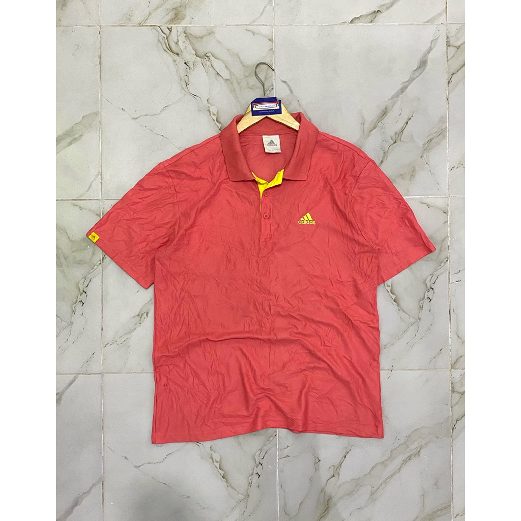 Kaos kerah polo poloshirt adidas Climalite pink kuning casual second
