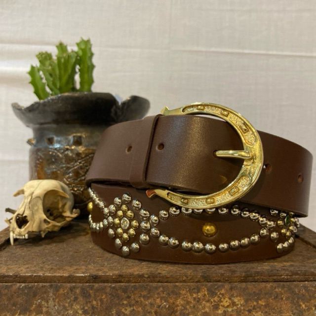 BKW Studded Leather Belt (Oval Pattern)